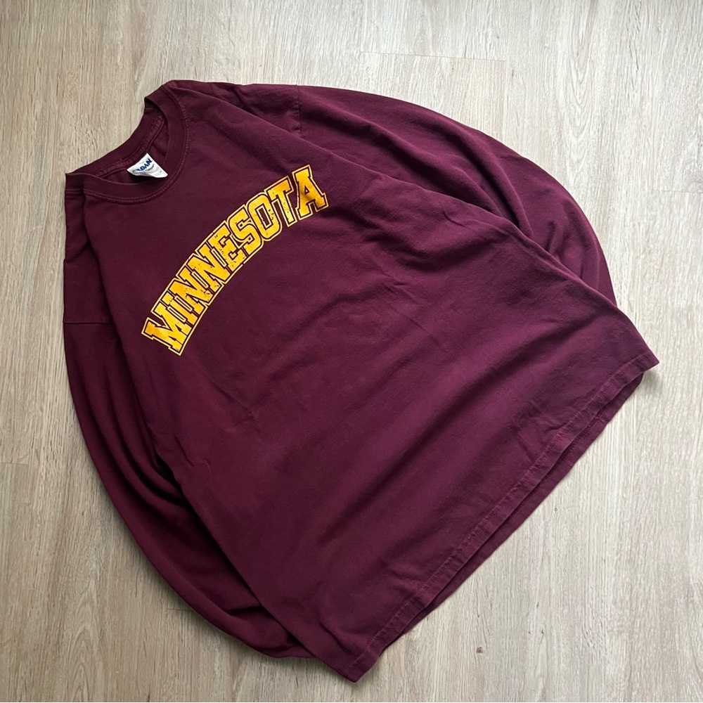 Vintage Minnesota Golden Gophers Long Sleeve Mens L Marooon Yellow Graphic - Picture 2 of 7